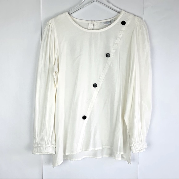 Compania Fantastica Asymmetric Button Blouse white - Picture 1 of 8